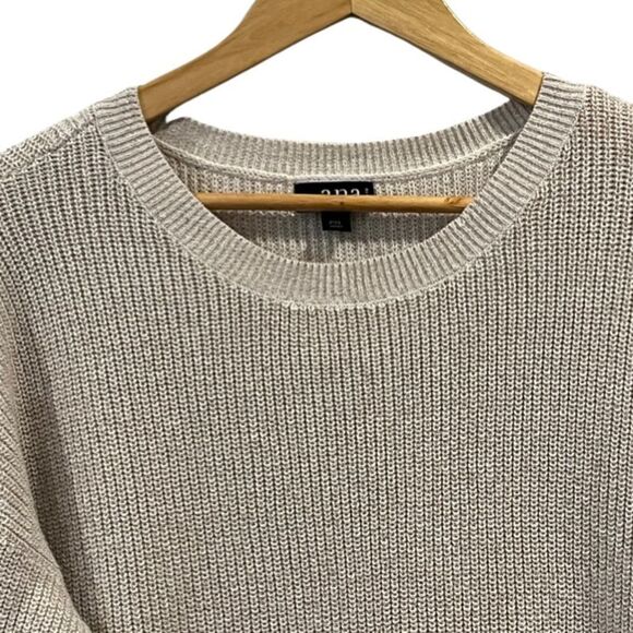 Ana Cream Metallic knit Cream crew neck sweater PXL - Picture 4 of 8